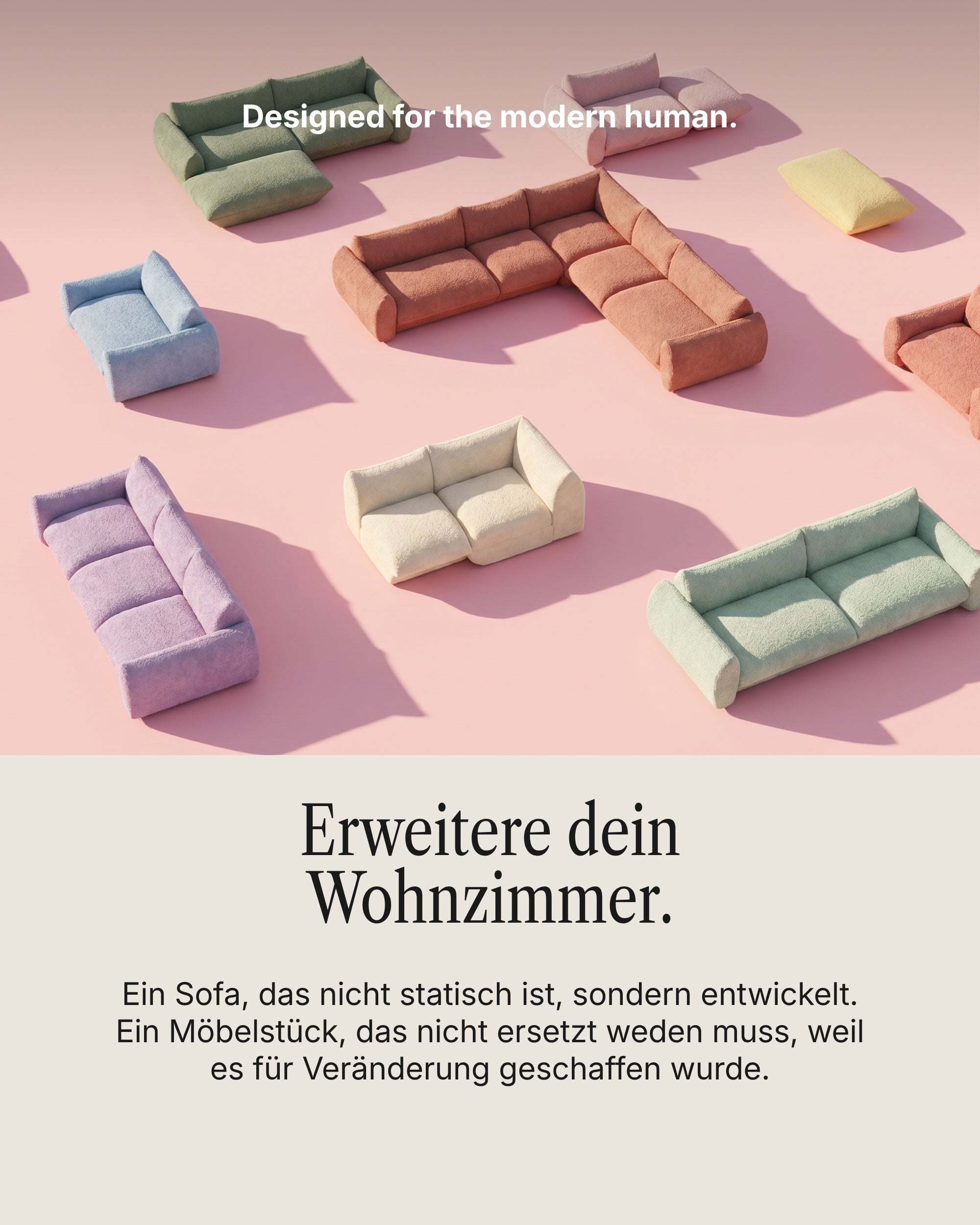 Stoffbezug - Modulares Sofa Luma 3-Sitzer mit Schlaffunktion