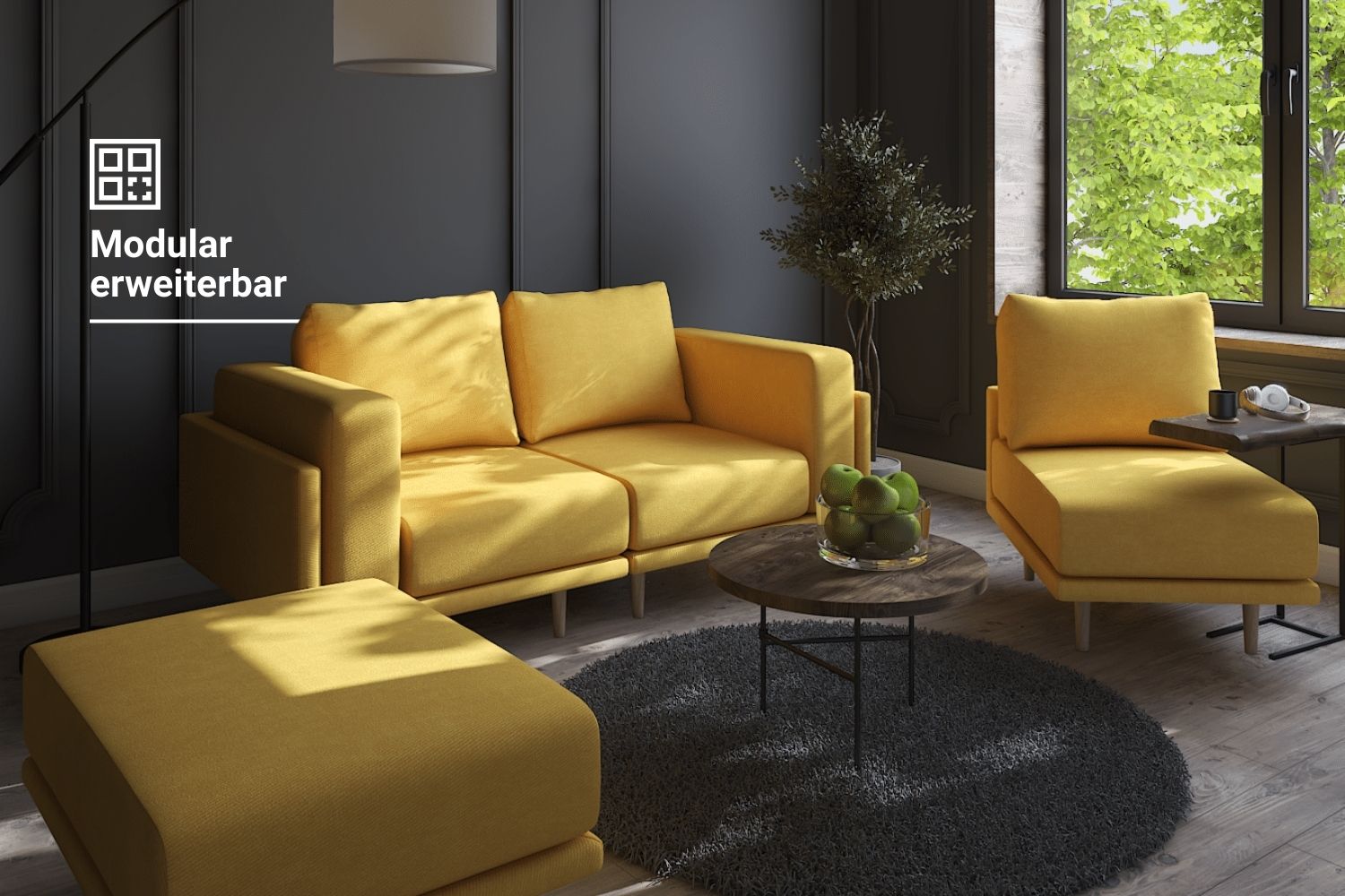Modulares Sofa Donna 4-Sitzer mit Schlaffunktion