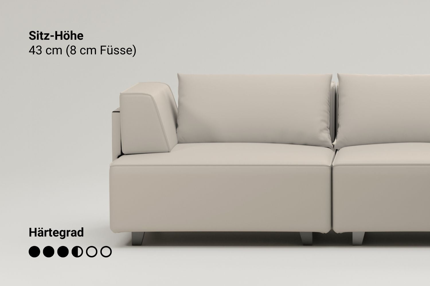 Modulares Sofa Louis 2-Sitzer mit Hocker und Schlaffunktion