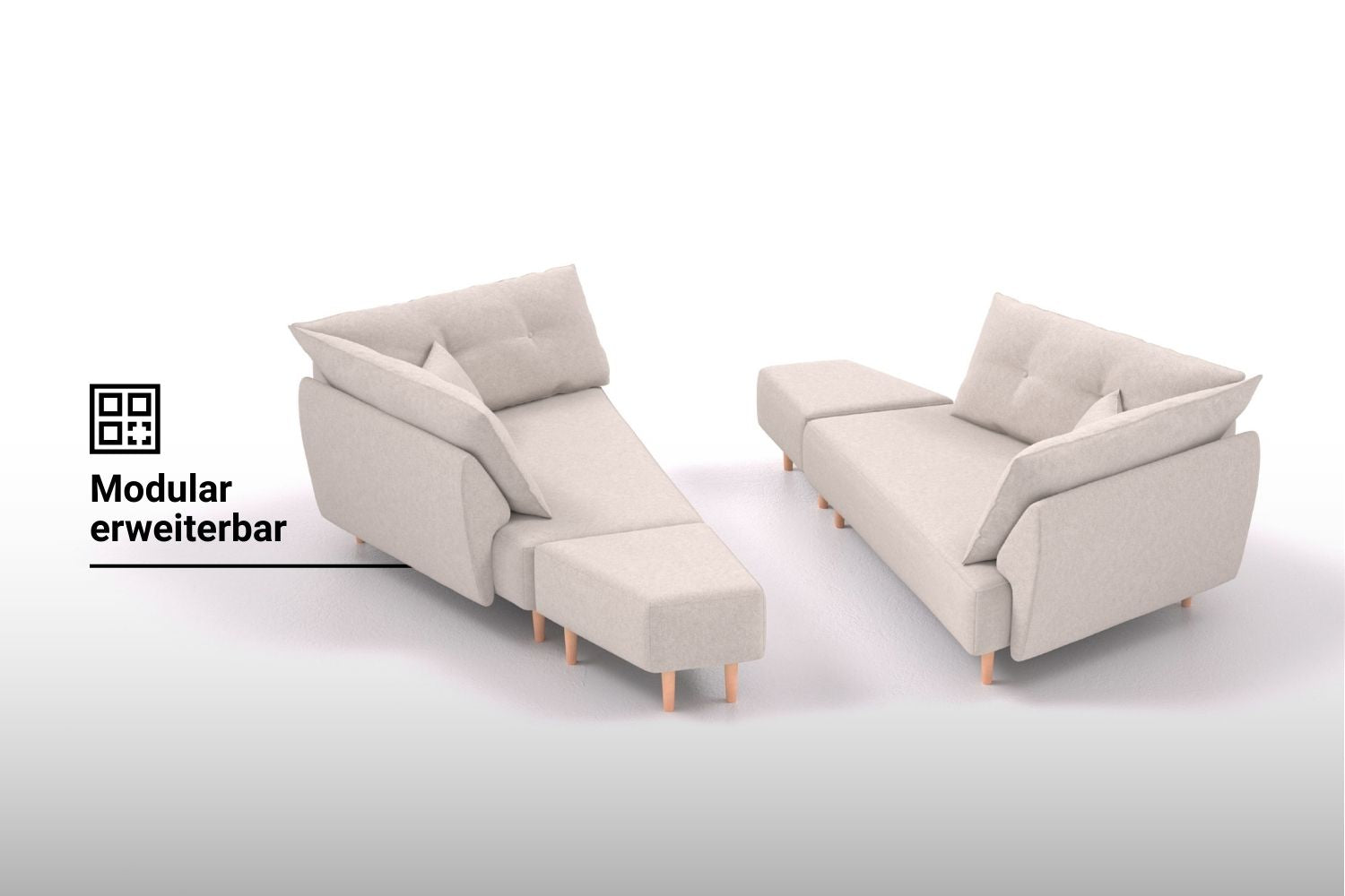 Outlet - Modulares Sofa Mike mit Schlaffunktion - Showroom Wien - 1. Teilzahlung - Individuell