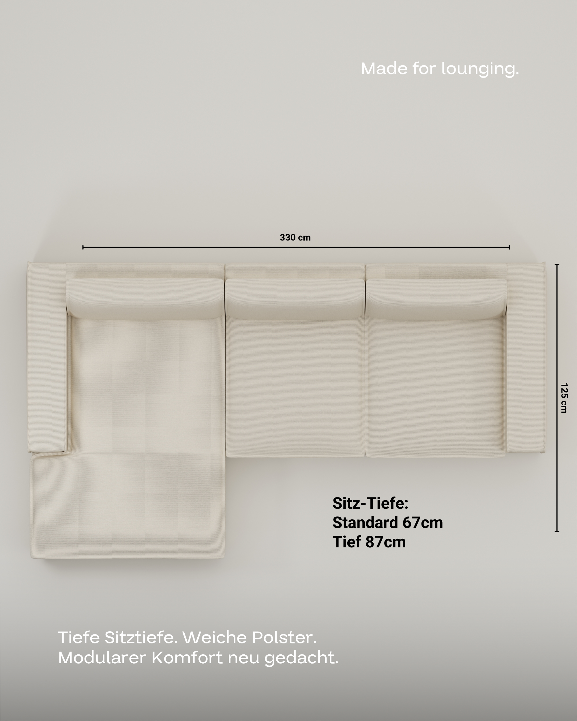 Modulares Sofa Terra L 4-Sitzer mit Schlaffunktion