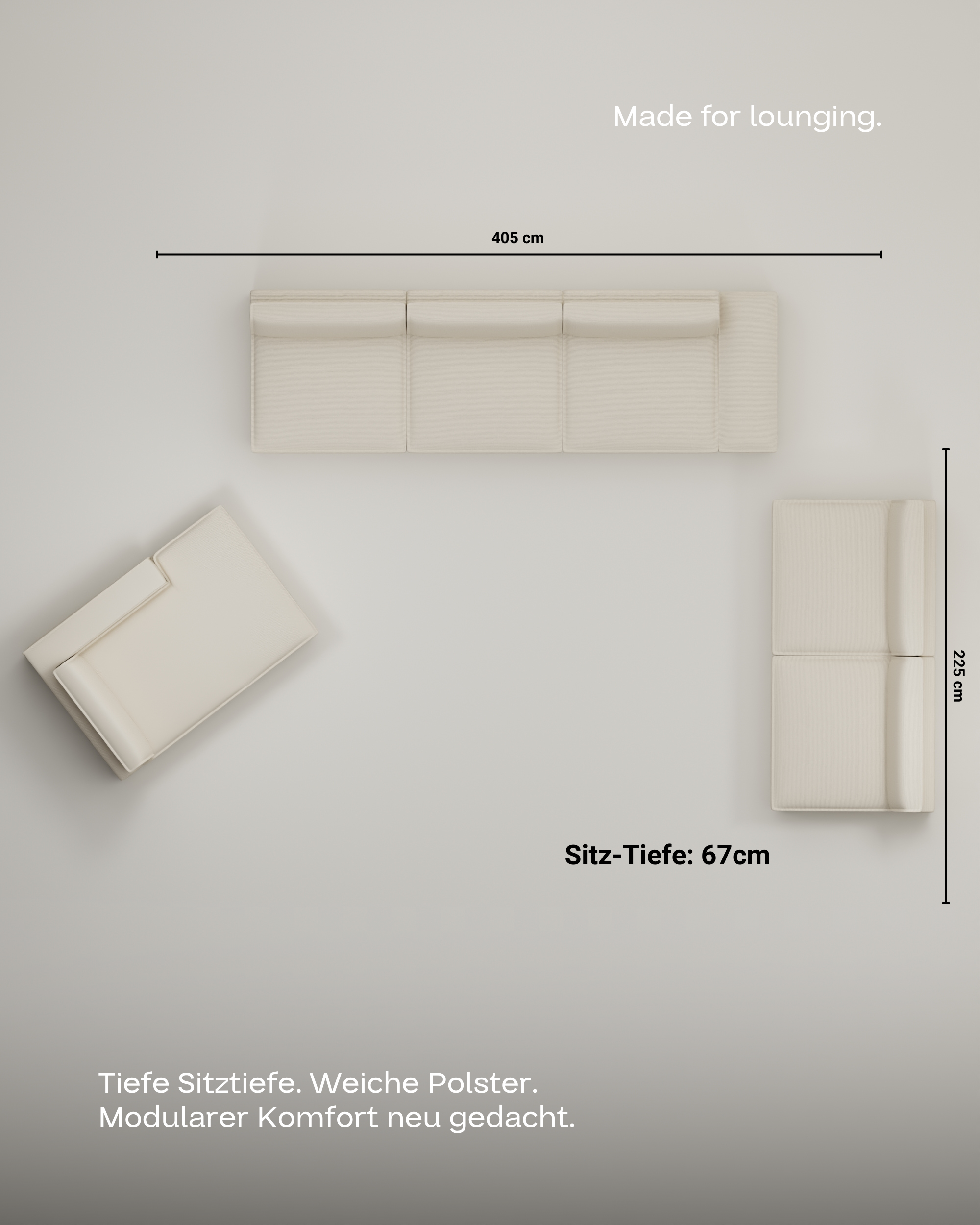 Modulares Sofa Terra U-Form / Wohnlandschaft mit Schlaffunktion