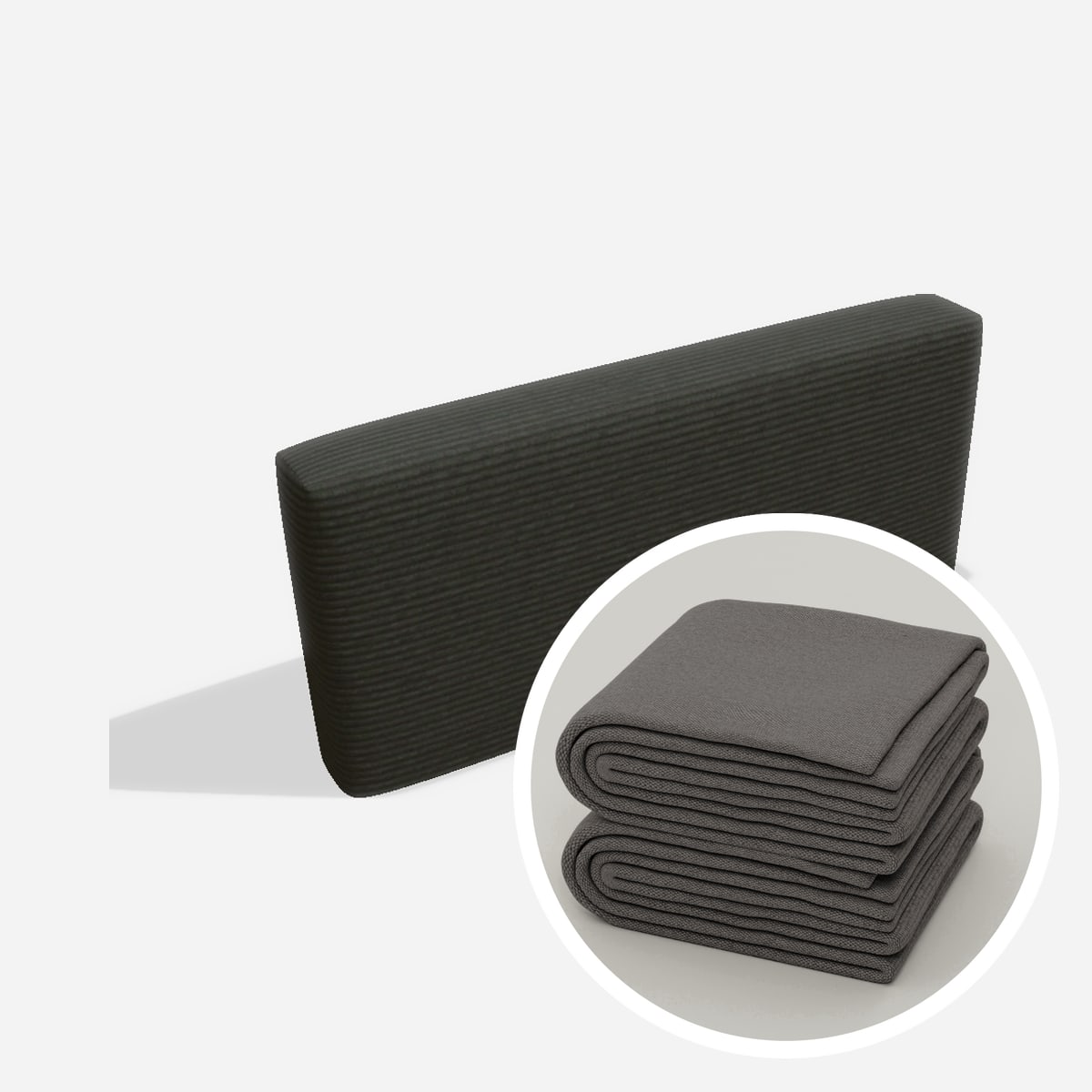 Stoffbezug - Harvey Kissen P8 96x48 – Cord / Anthrazit