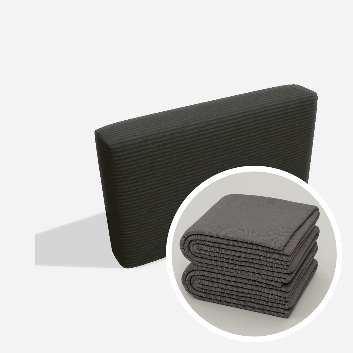 Stoffbezug - Harvey Kissen P7 72x48 – Cord / Anthrazit