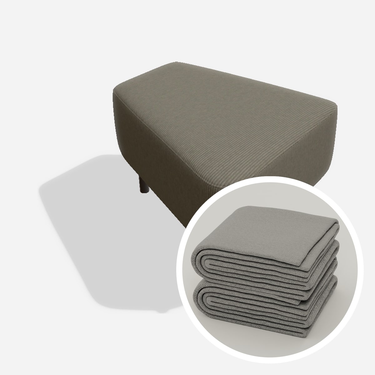 Stoffbezug - Mike Ottoman Variante Rechts – Cord / Ash