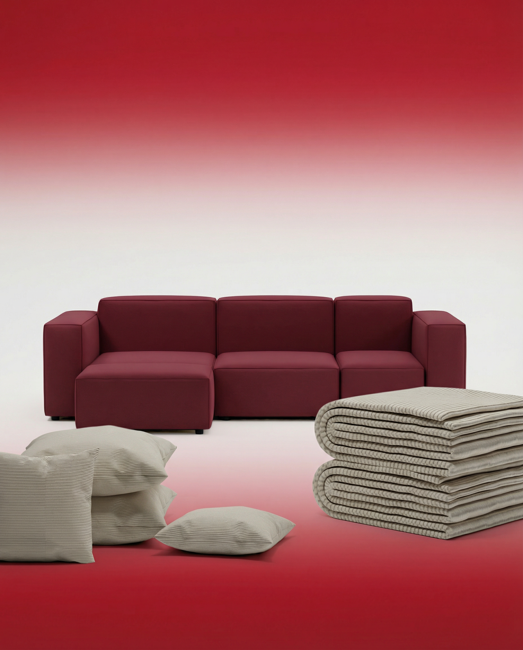 3 in 1 set Österreichisches modulares Ecksofa Harvey 4-Sitzer mit Schlaffunktion