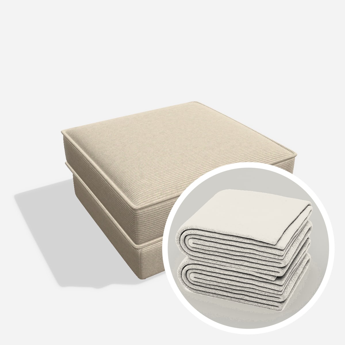 Stoffbezug - Terra hocker H1 80x80 – Cord / Nata