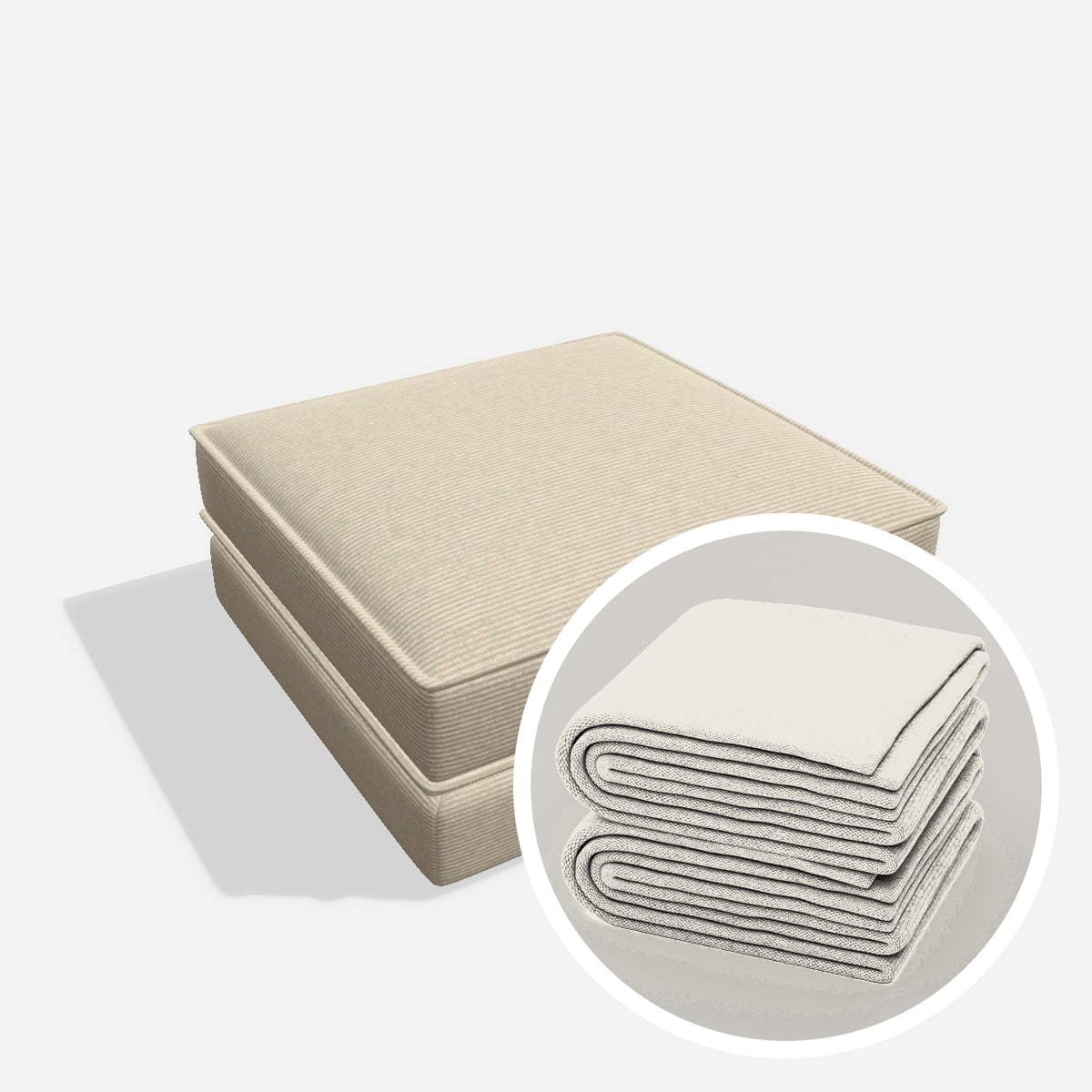 Stoffbezug - Terra hocker H2 100x100 – Cord / Nata