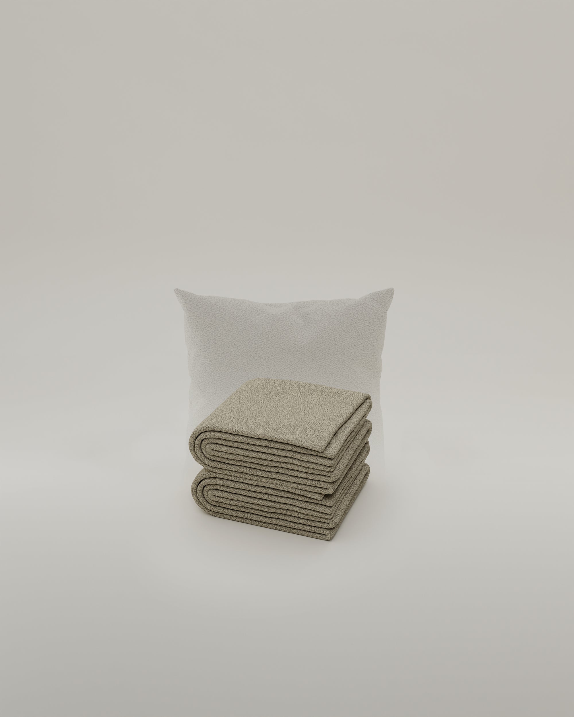 Bouclé fabric-covered decorative cushion 