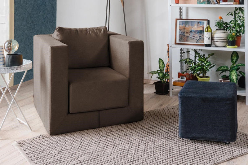 Modularer Sofa-Sessel Alex mit Schlaffunktion - Braun-Velare - Livom