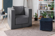 Modularer Sofa-Sessel Alex mit Schlaffunktion - Mittel-Grau-Velare - Livom
