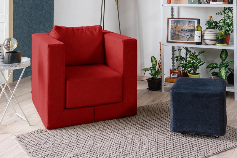 Modularer Sofa-Sessel Alex mit Schlaffunktion - Rot-Velare - Livom