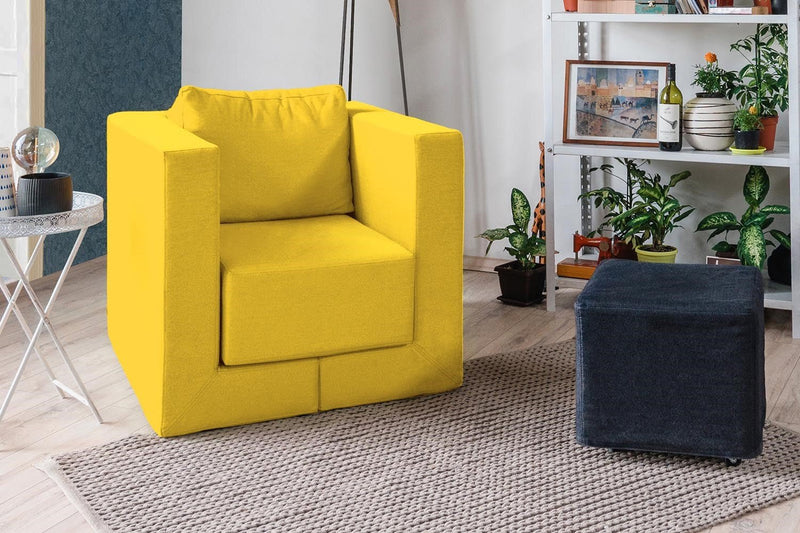 Modularer Sofa-Sessel Alex mit Schlaffunktion - Zitronengelb-Mollia - Livom