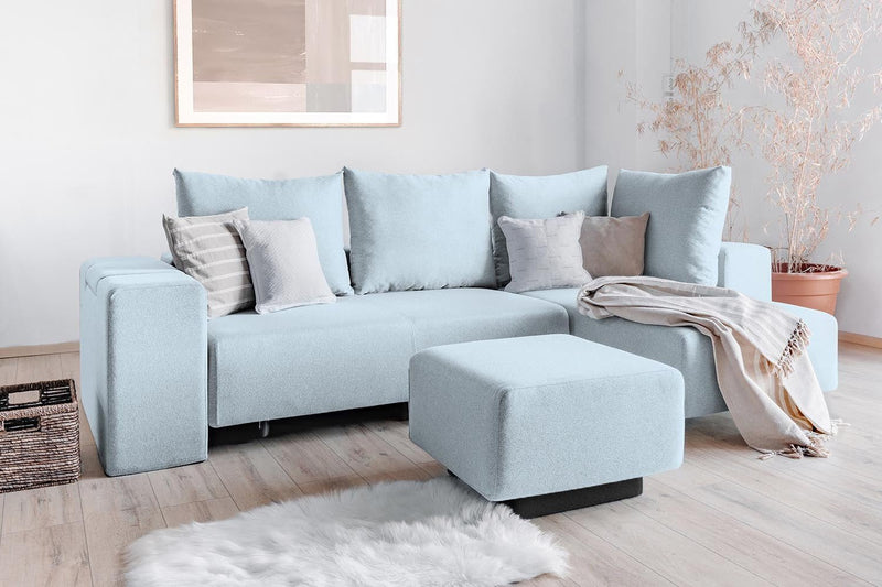 Modulares Sofa Amelie mit Schlaffunktion - Pastel-Blau-Mollia - Livom