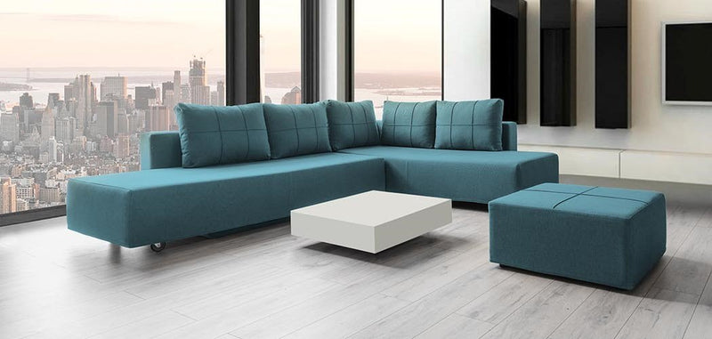 Modulares Sofa Amy mit Schlaffunktion - Aquamarin-Velare - Livom