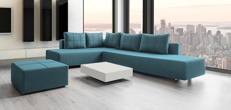 Modulares Sofa Amy mit Schlaffunktion - Aquamarin-Velare - Livom