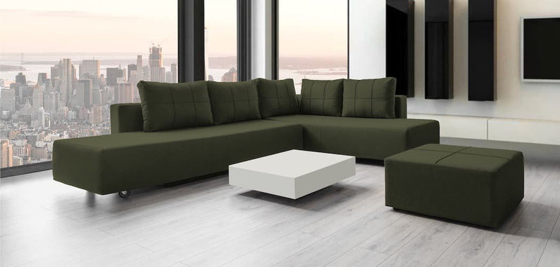 Modulares Sofa Amy mit Schlaffunktion - Piniengrün-Velare - Livom