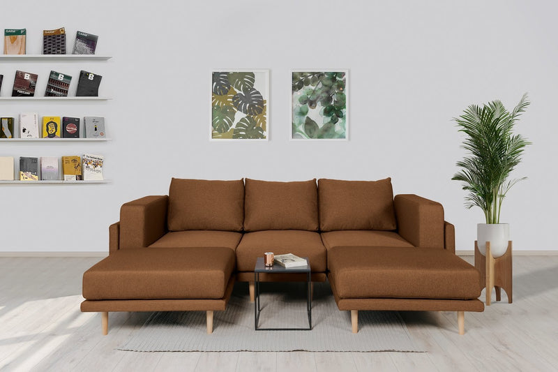 Modulares Sofa Donna U mit Schlaffunktion - Cappuccino-Velare - Livom