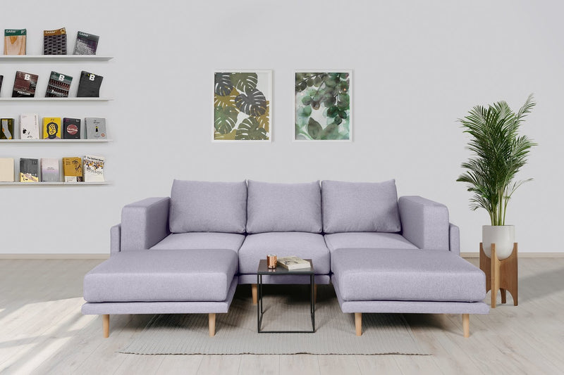 Modulares Sofa Donna U mit Schlaffunktion - Lavendel-Mollia - Livom