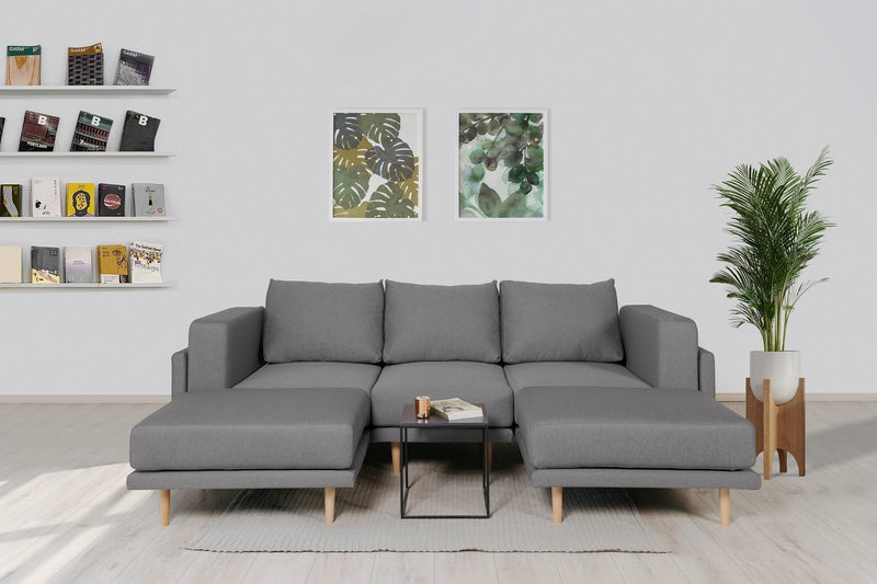 Modulares Sofa Donna U mit Schlaffunktion - Mittel-Grau-Velare - Livom