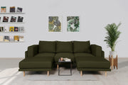 Modulares Sofa Donna U mit Schlaffunktion - Piniengrün-Velare - Livom