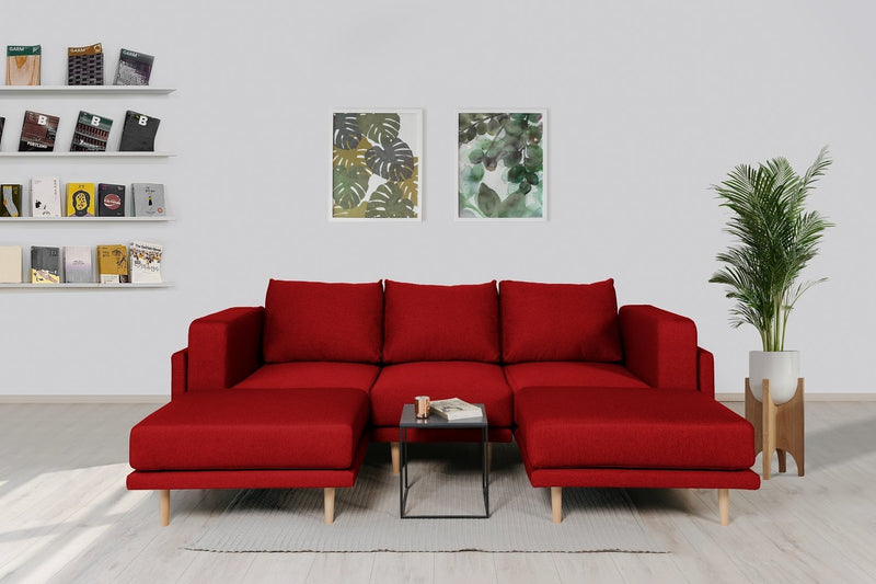 Modulares Sofa Donna U mit Schlaffunktion - Rot-Velare - Livom