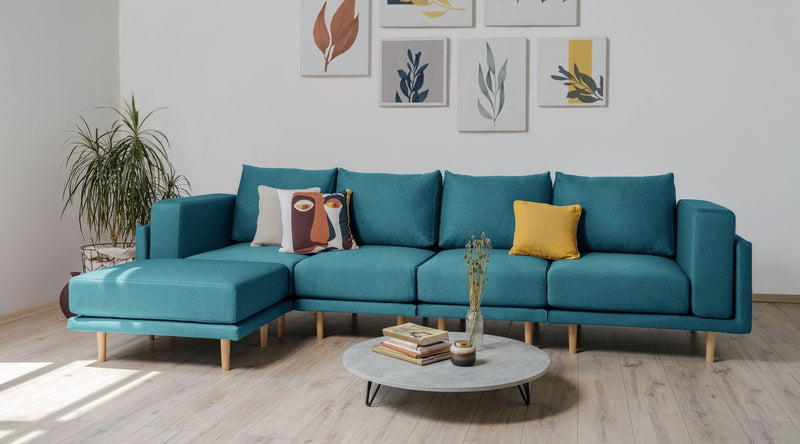 Modulares Sofa Donna XL mit Schlaffunktion - Aquamarin-Mollia - Livom