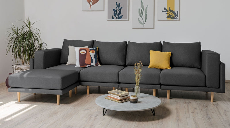 Modulares Sofa Donna XL mit Schlaffunktion - Dunkel-Grau-Velare - Livom