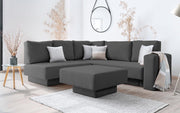 Modulares Sofa Jessica mit Schlaffunktion - Dunkel-Grau-Velare - Livom
