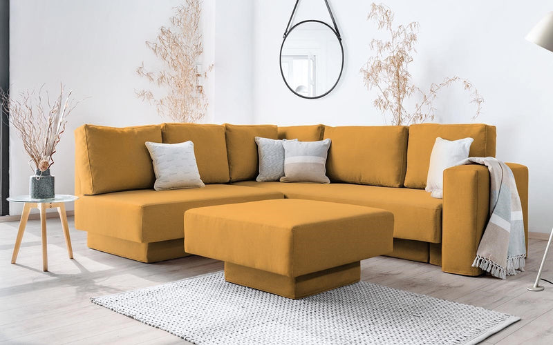 Modulares Sofa Jessica mit Schlaffunktion - Gold-Gelb-Velare - Livom