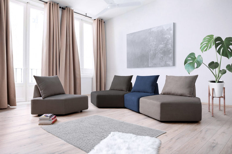 Modulares Sofa Katrina mit Schlaffunktion - Dunkel-Blau-Velare - Livom