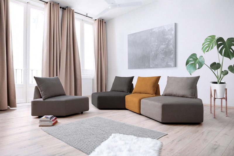 Modulares Sofa Katrina mit Schlaffunktion - Gold-Gelb-Velare - Livom