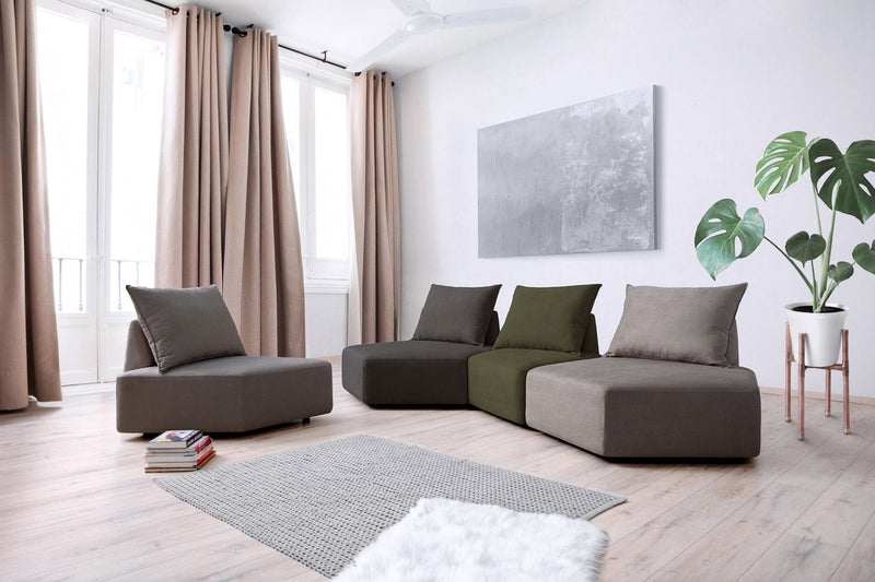 Modulares Sofa Katrina mit Schlaffunktion - Piniengrün-Velare - Livom